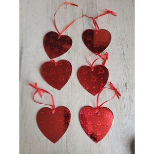 Holographic heart Valentine red set ornament Xmas decor